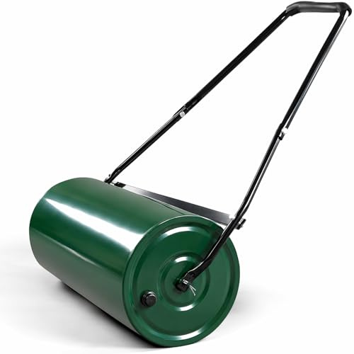 LEADZM Rasenwalze 50L, Kontaktflächenlänge 60 cm, 32 cm Durchmesser – befüllbar mit Sand oder Wasser, rasenlüfter Walze, Der Griff ist gepolstert Komfortabel und effizient