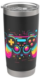 Game Controller Retrowave Look Gaming Nerd Doppelwandiger Edelstahl-Thermobecher