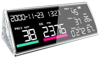 Jnchdghwa Multifunktionaler Luftqualitätsmonitor 9 in 1 PM2,5/PM10/PM1,0 TVOC CO2 Temperatur Luftfeuchtigkeit Gasanalysator B