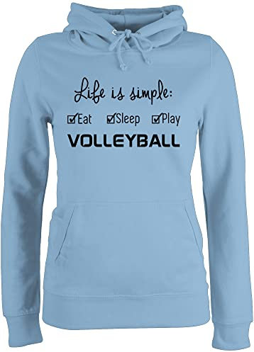 Pullover Damen Hoodie Frauen - Geschenke Zubehör - Life is Simple Volleyball - M - Hellblau - vollyball Geschenk volleyballer volleyballerinnen Pulli Sport Hoody mit Kapuze Hoddies/pullies