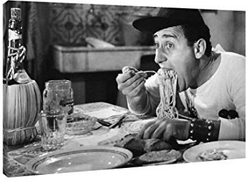 Modernes Bild Alberto Gehört Ein Amerikaner in Rom - Druck auf Leinwand 61 x 40 cm - Film - Kino - Schwarz und Weiß - Maccarone - Wohnkultur - Restaurant - Bar - Made in Italy