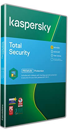 Kaspersky Total Security 2021 | 3 Devices | 1 Year | Antivirus, Secure VPN and Password Manager Included | PC/Mac/Android | UK Activation Code by Post