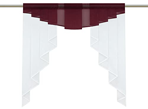 HongYa transparenter Voile Scheibengardine Tunnelzug Kurzstore Küche Kleinfenster Gardine H/B 80/80 cm Beere