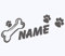 topdesignshop Hunde-Pfoten Aufkleber mit Wunschnamen | Hundeaufkleber Knochen Tatzen Hund Auto Sticker mit Namen gestalten
