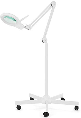 Neatfi Bifokal 1200 Lumen Super LED Lampe mit 5 Raddrehsockel, europäischem Stecker, 5 Dioptrien + 20 Dioptrien, dimmbar, 13 cm Objektiv, verstellbare Armlup (Weiß)