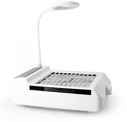 Nagel Staubsauger mit Lampe, Einstellbare Absaugung, Professionelle Nagel Staubabsauger Starke Absaugung Nagel Staubsauger mit Filter Nagelstudio Maniküre Nail Dust Collector, Weiß