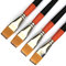 One Inch Flat Paint Brush, Pack of 4, Premium Quality Synthetic Sable Hair for Acrylic Watercolour Oil Gouache Painting by Students, Professionals and Artists