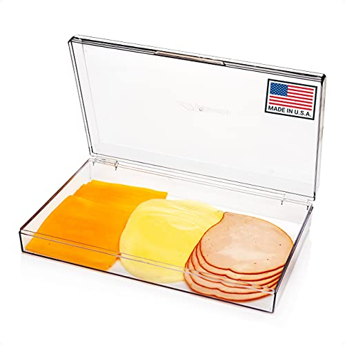Pikanty Deli Meat Container | Airtight Food Storage Box with Hinged Lid | Cheese and Cold Cuts Holder for Refrigerator | Dishwasher & Freezer Safe | Made in USA