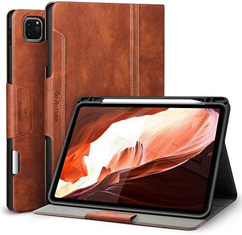 Antbox Hülle für iPad Pro 11 2022/2021/2020/2018 (4./3./2./1. Generation) mit Stifthalter Auto Schlaf/Wach Funktion PU Ledertasche Schutzhülle(Braun)