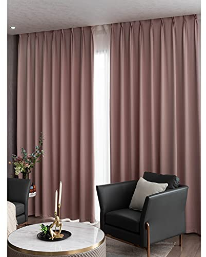 Siunwdiy 2 Stücke Mädchen rosa vorhänge Blickdicht Verdunklungsvorhang mit Kräuselband Energiespar & Wärmeisolierend einfarbig Gardinen Schal für Schlafzimmer Kinderzimmer Wohnzimmer, 200X270CM