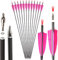 SHARROW 33 Zoll Carbon Pfeile für Bogenschießen Carbonpfeil Spine 400 Jagd Pfeile Carbon Jagdpfeile mit 4 Zoll Natürliche Federn Pfeile für Pfeil Bogen Recurvebogen Compoundbogen Jagd (pink, 12p)