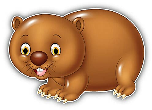 20cm! Hochwertiger Kühlschrank-Auto-Aufkleber Sticker Cartoon Comic Lustig Spaß Funny Wombat Tier UV&Waschanlagenfest Decal