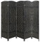 LW Collection Paravent Raumteiler Schwarz Rattan - Raumteiler 5 Paneele - Trennwand 170x200cm - Paravent Fertig