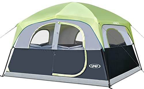 UNP 6 Person Tents, Waterproof, Windproof, Easy Setup, Double Layer Family Camping Tent - 3x2x2m (H)