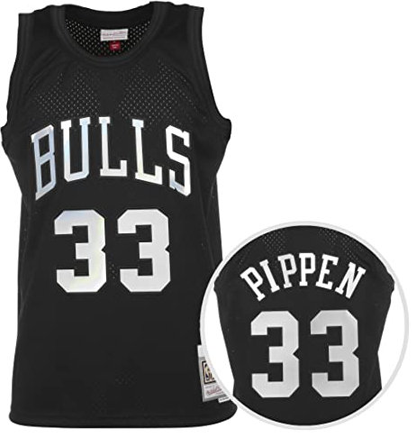 Mitchell & Ness NBA Chicago Bulls Iridescent Swingman Scottie Pippen Trikot Herren schwarz/weiß, M