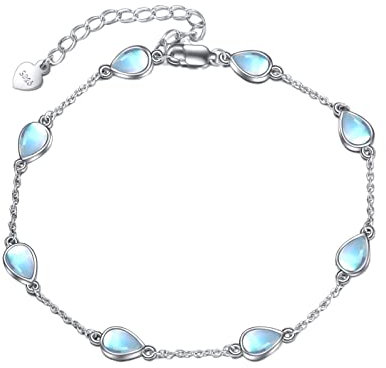 YAFEINI Bracelet en pierre de lune en forme de larme en argent sterling 925 avec pierre de lune pour femmes et filles