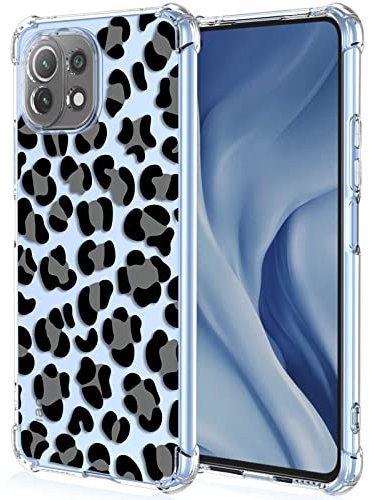 XINYEXIN Handyhülle für Xiaomi Mi 11 Lite 4G / 5G / 5G NE Hülle Frau Mädchen Blumen Muster Design Ultra Dünn Transparent Schutzhülle Stoßfest TPU Bumper Clear Case - Leopard