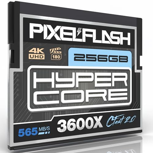PixelFlash Tarjeta CFast 2.0 de 256 GB 3600X HyperCore 570MB/s SATA3 VPG180, tarjeta CFast para cámaras DSLR cinematográficas y cámaras fotográficas probadas en laboratorio, memoria flash certificada
