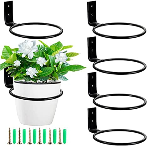 RANRAO Blumentopf-Halter, Pflanzen-Blumentopf, Wandmontage, für Ringhalter, Garten, Hängekorb, Halterung, Pflanze für Ringregale für Zuhause, Garten, Zaun, Dekoration, 3 Stück