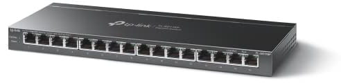TP-Link TL-SG116P 16-Port Gigabit PoE Switch(120 Watt, IEEE-802.3af/at PoE, lüfterlos, Plug-and-Play, robustes Metallgehäuse) Schwarz