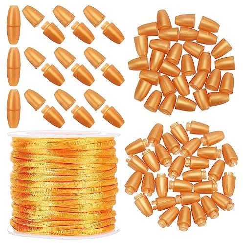 PH PandaHall 30 Set Abreißverschluss Für Schlüsselband 10m Goldfarbene Nylon Lanyard Schnur Mit 24mm Kunststoff Fassverbindern Sicherheitsverschlüssen Für Halsketten Armbänder Lanyards Schmuck