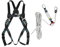 Fallschutz-Auffanggurt Set mit Gurt EN361,Rucksack, 1-Punkt-Auffanggeschirr zur Absturzsicherung mit Auffanggerät Bandfalldämpfer, bis 100 kg, 10m Klettergurt, Höhensicherungsgerät