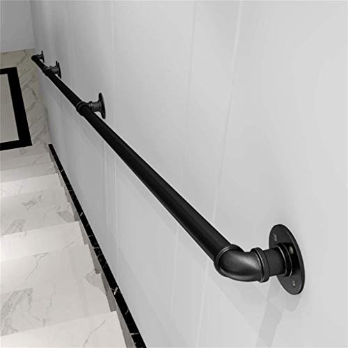 Treppengeländer-Handläufe für Treppen, mattschwarzer, rutschfester industrieller Wasserrohr-Handlauf aus Schmiedeeisen, gegen die Wand im Innen- und Außenbereich, Sicherheitsunterstützung f