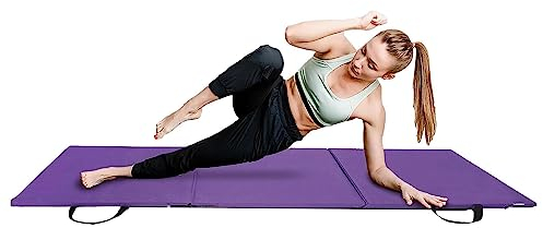 Klappbare Gymnastikmatte - Dreifach gefaltete Anti-Rutsch-Trainingsmatte mit Griffen,Dicke Aerobic-Stretching-Yogamatten, Gymnastikgeräte für Tumbling, Kampfsport, MA