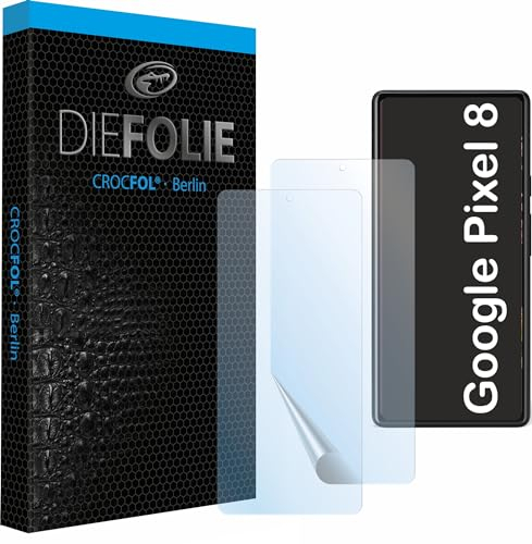 Crocfol Schutzfolie [2 St.] kompatibel mit Google Pixel 8 - selbstheilende Premium 5D Langzeit-Premium Schutzfolie -vom Testsieger (Fullcover mit Veredelung)