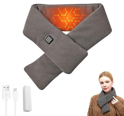 TGKYK Écharpe chauffante pour femme, écharpe chauffante électrique avec batterie externe de 2800 mAh, chauffage électrique intelligent, écharpe chauffante USB pour chauffer le cou, la taille et