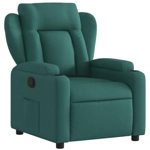 vidaXL Sillón Reclinable, Silla con Respaldo Reposabrazos, Sillón de Televisión Relax Descanso, Asiento para Salón Hogar, Tela Verde Oscuro