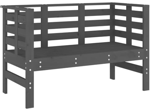 vidaXL Gartenbank, Sitzbank mit Latten-Design, Parkbank Bank mit Armlehnen Rückenlehne, Holzbank Außenbank Gartenmöbel, Grau Massivholz Kiefer