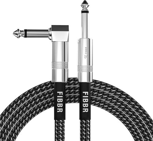 FIBBR Câble de guitare 1.8M, câble instrument de guitare électrique à angle droit 1/4 pouce cordon de guitare pour basse, guitare électrique, mandoline électrique, clavier, audio professionnel