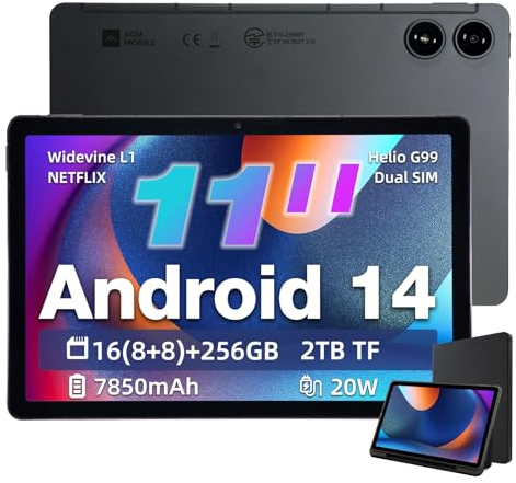AGM PAD P2 Tablet Android 14, Tablet 11 Zoll FHD Widevine L1 Display, 16 (8+8) GB RAM + 256GB ROM/2TB TF, Helio G99 Octa Core, 4G Dual SIM PC/5GHz WiFi/Compass/GPS/50MP+8MP, Mit Schutzhülle