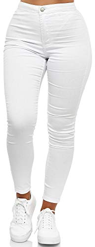 Elara Damen Jeans High Waist Slim Fit Chunkyrayan JS710-1 White 34P (XS)