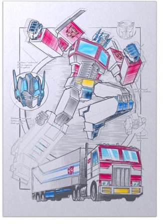 Displate - Poster aus Metal - WALL ART - Transformers - Sketches Drawing Optimus Prime - Größe M - 32x45cm Matt