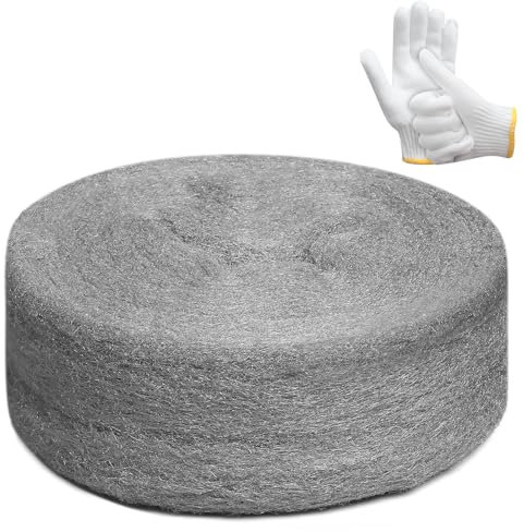 Stainless Steel Wool with Gloves, Steel Wool Fill Fabric Roll, Gap Blocker Coarse Wire Hardware Cloth DIY Kit for Holes, Wall, Garden, Kitchen, Pipeline in Garage (20FT)