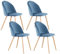 TTATC Lot de 4 Chaises de Salle à Manger Rembourrées avec Revêtement en Velours, Chaises de Cuisine au Design Moderne avec Pieds en Métal Réglables de Style Bois, Bleu