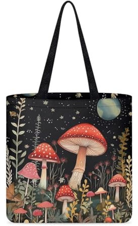 Upetstory Canvas-Tragetasche, wiederverwendbare Einkaufstasche, 1 Pilz, Einheitsgröße