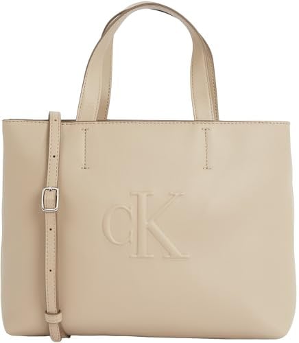 Calvin Klein Cabas Sac Femme Sculpted Mini avec Logo, Gris (Crockery), Taille Unique