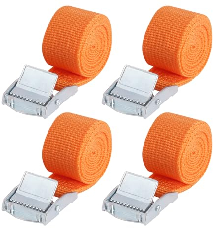 4 Stück Orange Polyester Spanngurte Kurz, Spanngurte 1m*2.5cm, Verstellbare Zurrgurt mit Zinklegierungsclips, Zurrgurte für Fahrrad, Trolley, Autogurte (4pcs, 1m)