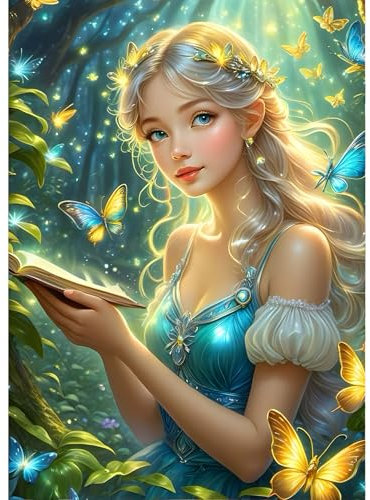 QINRUBB Fee Diamond Painting Erwachsene, 5D Schmetterling Diamant Painting Bilder Anfänger, DIY Fantasie Runder Vollbohrer Diamanten Malerei Stickerei Kreuzstich Geschenke Home Wand Dekor 30x40cm