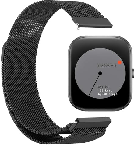 GIOPUEY Armband Kompatibel mit CMF Watch Pro, Geflochtenes Edelstahlarmband [Verschleißfest] [magnetisch] Ersatzarmband - Black