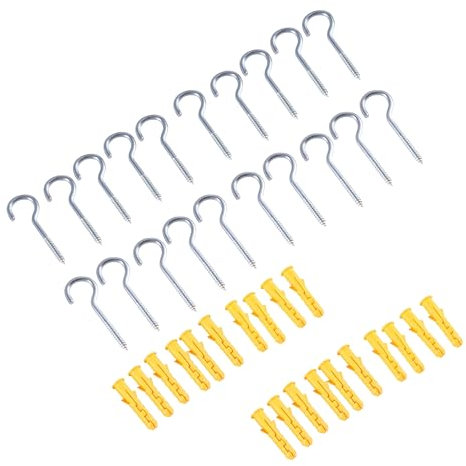 TIOMIOSEA 20 Stück M6 Schraubhaken Silber 85.8 mm, hakenschraube Groß, Deckenhaken Haken zum Schrauben mit Expansions Dübeln, Wandhaken zum Schrauben, Cup Haken Schrauben, Zum Aufhängen von Schlüsseln
