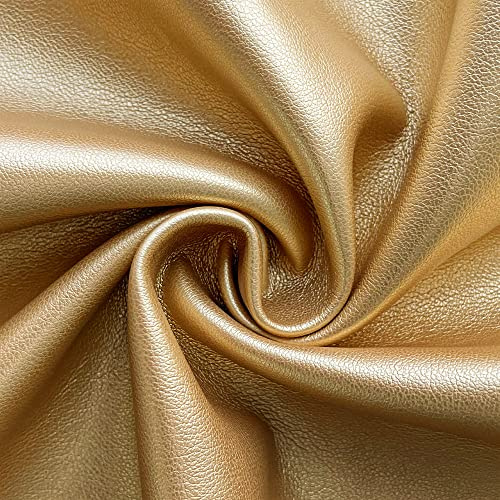 Kunstlederstoff, 1 Yard, weiches, einfarbiges PU-Marine-Vinyl, 0,9 mm dick, perfekt für Sofas, Autositzbezüge, Polstermöbel, Näharbeiten und Heimwerkerprojekte – 137 cm x 91 cm (Gold)