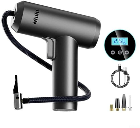 Zilimontt Electric Tyre Inflator Portable Air Compressor,150PSI Cordless Mini Air Compressor For Car Tires,Rechargeable 4000Mah Battery,Auto-Shutoff Car Tyre Pump