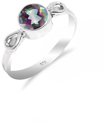 HIMALYA QUARTZ Damen Ring Silber 925 Mit Steinen Mystischer Topas Natürlicher Edelstein Statement Handgefertigter Schmuck Manner Ring RB-03-MYST-3