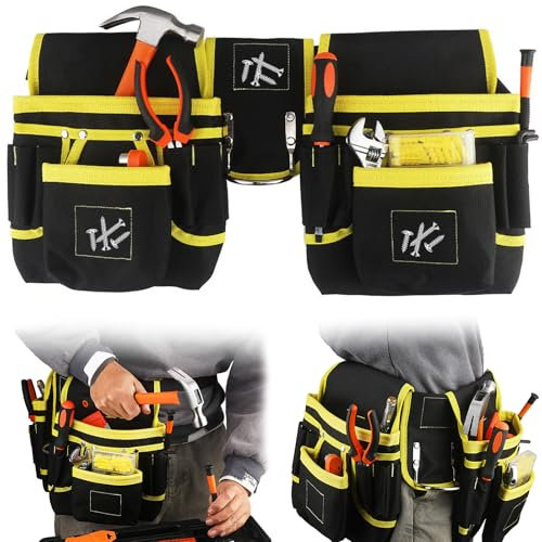 Ruioomeep Werkzeuggürtel Herren, Magnetische Werkzeugtasche, ArbeitsgüRtel mit 26 Taschen, Abnehmbare Handwerker Gürtel, Verstellbare Oxford-Werkzeugtasche für Elektriker, Schreiner, Bauarbeiter