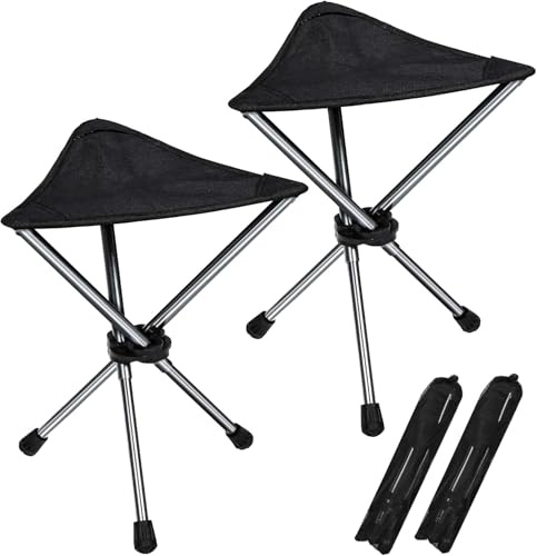 REDCAMP 2 Pack Ultralight Tripod Stool Folding with Retractable Legs, Lightweight Tripod Chairs Portable for Camping Backpacking Hiking Hunting Fishing, Black