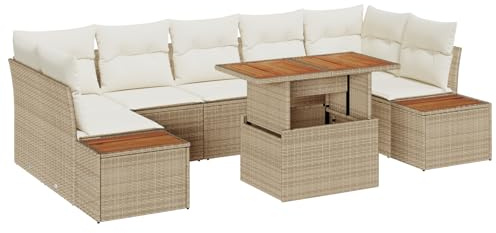 vidaXL Garten-Sofa-Set 8 STK. Beige Poly Rattan